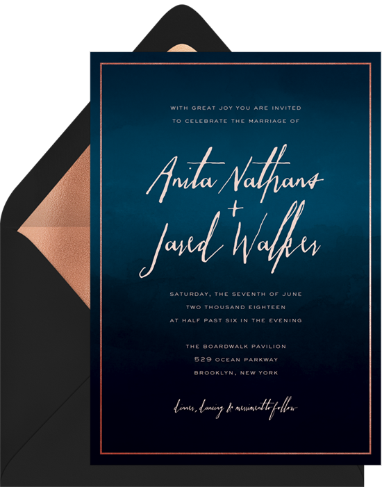 Dark Ombre Watercolor By Signature Greenvelope - Wedding Invitation (550x701), Png Download