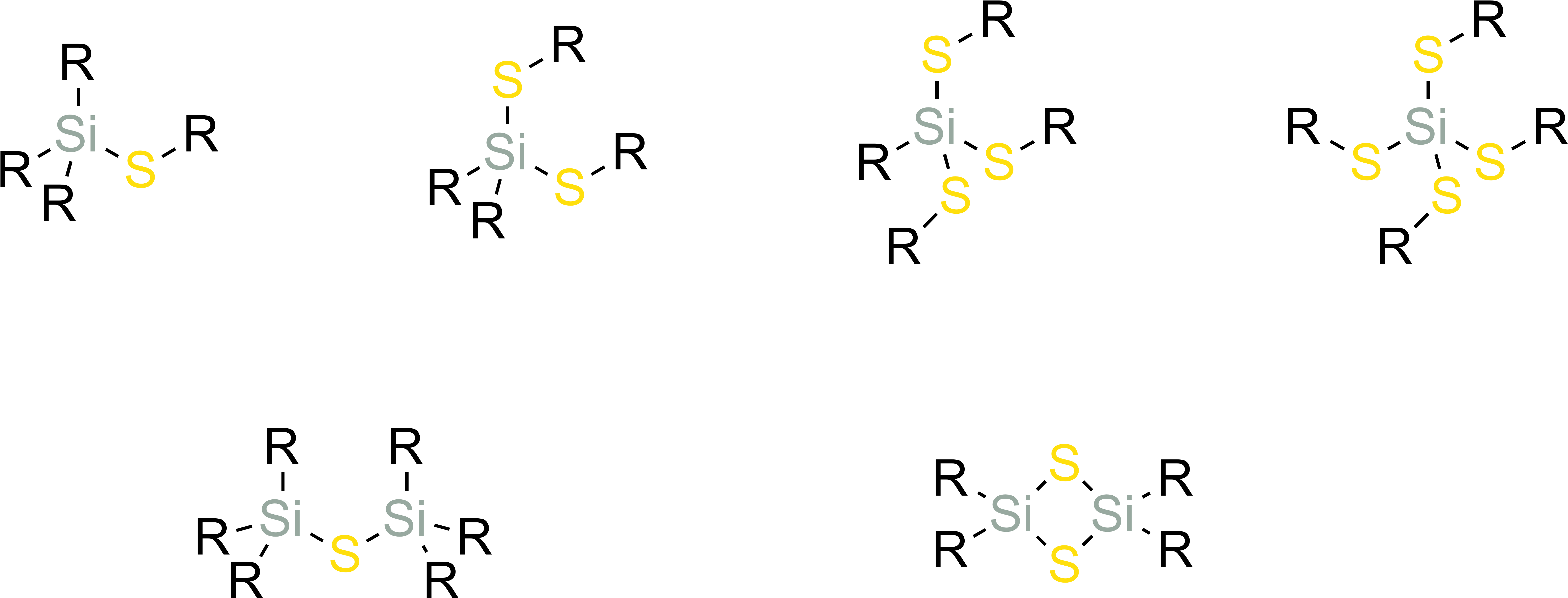 Silicon Sulfur Skeletons - Wikimedia Commons (6715x2909), Png Download