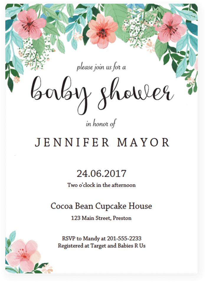 Floral Baby Shower Invitation Template Floral Themed - Mom Osa Bar Sign (819x1024), Png Download