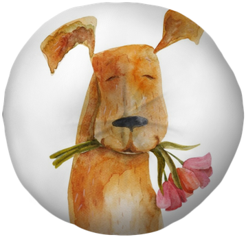 Red Dog With Flowers - Disegno Cane Con Fiori (400x400), Png Download