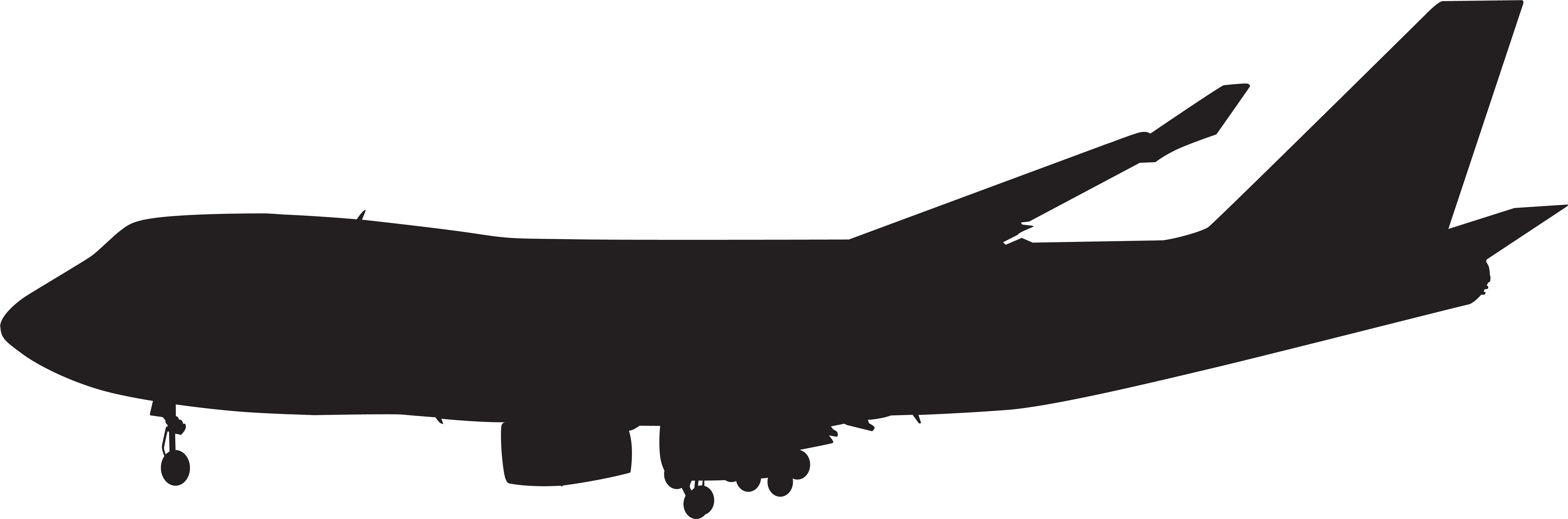 Airplane Silhouette Png - Boeing 747 Silhouette (8000x2799), Png Download
