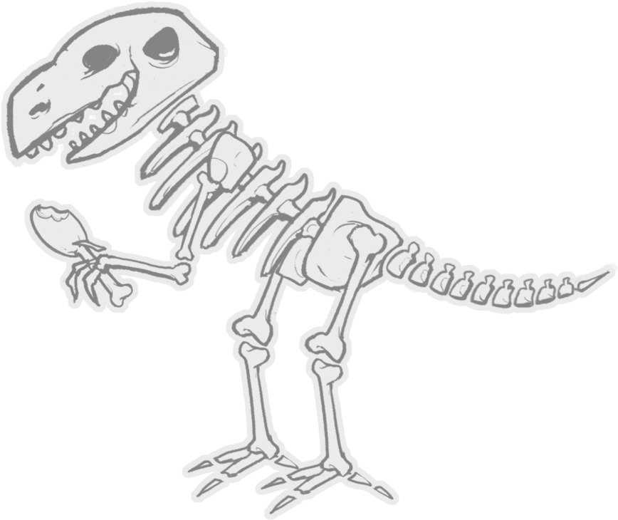 Vector Black And White Stock Skeleton By Yobarte On - Dinosaur Skeleton Cartoon Png (900x900), Png Download