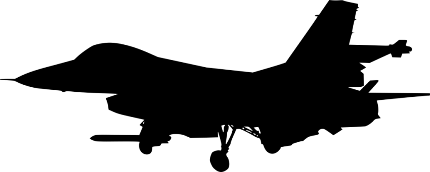 Free Png Figther Plane Side View Silhouette Png Images - Airplane (850x341), Png Download