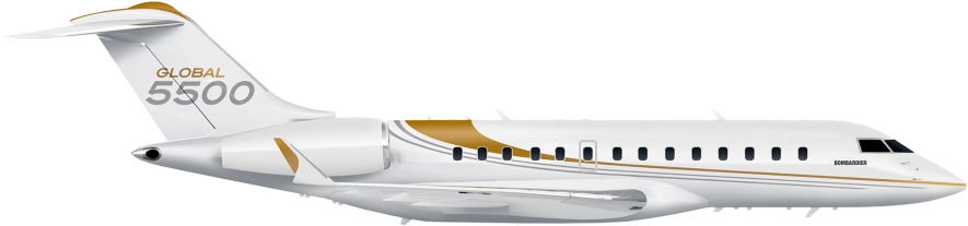 Global 5500 Side Silhouette - Bombardier Global 7500 (1080x300), Png Download