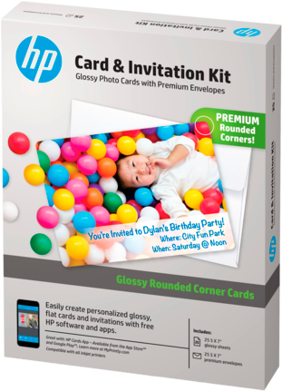 Left - Hp Card & Invitation Kit (573x430), Png Download