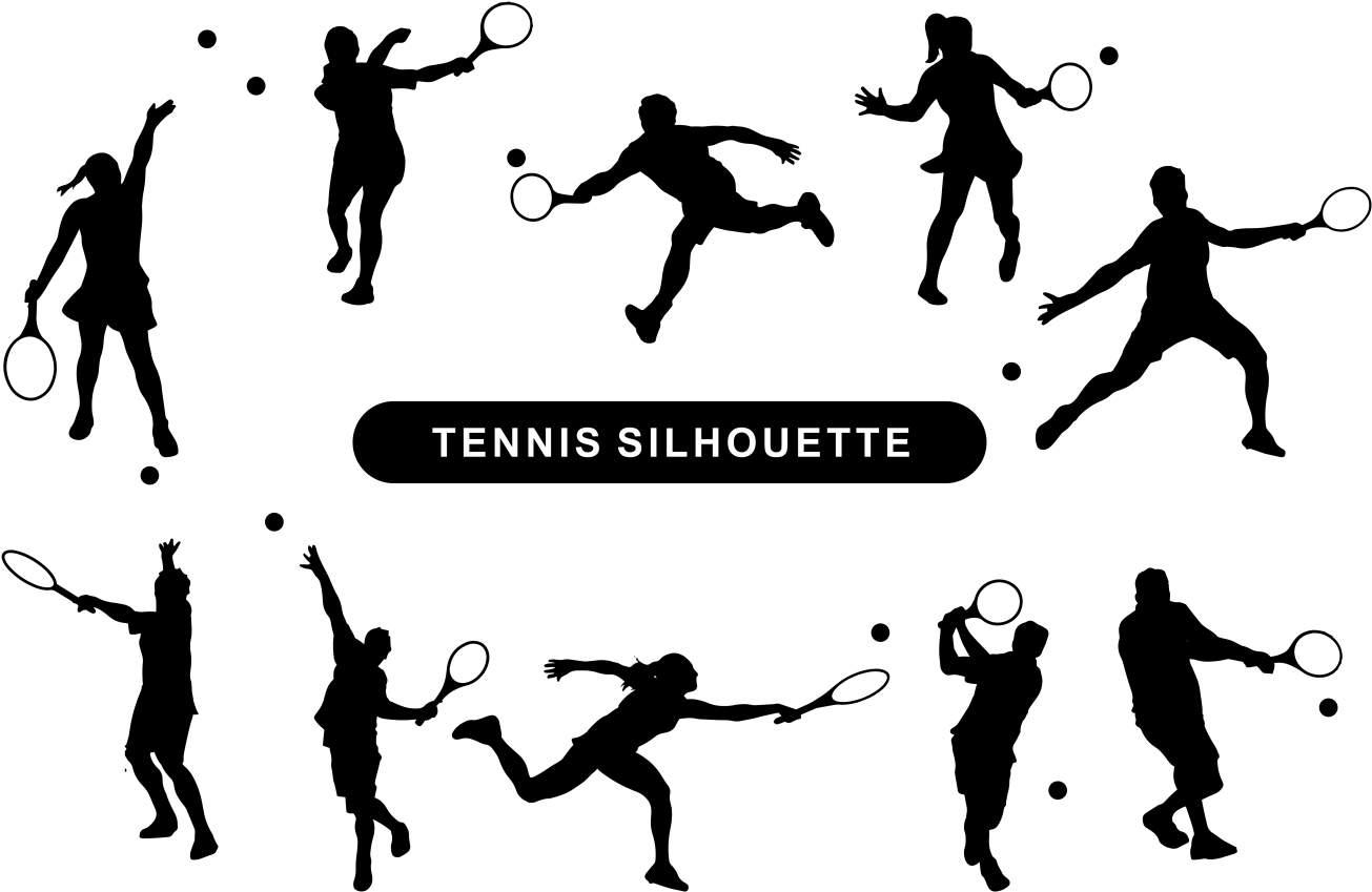 Tennis Players Silhouette Vector - Transparent Tennis Player Silhouette (1400x980), Png Download