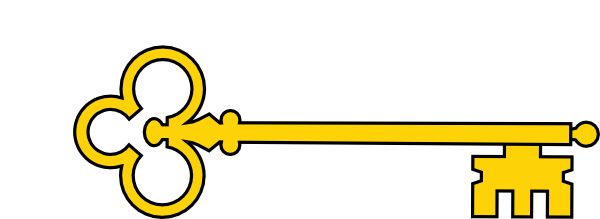 Golden Key Clip Art (600x219), Png Download