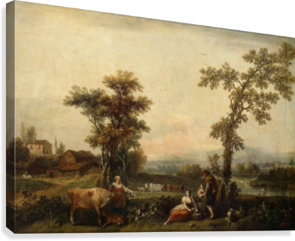Landscape With Woman Leading A Cow Canvas Print - Zuccarelli Landscape Francesco Zuccarelli (429x351), Png Download