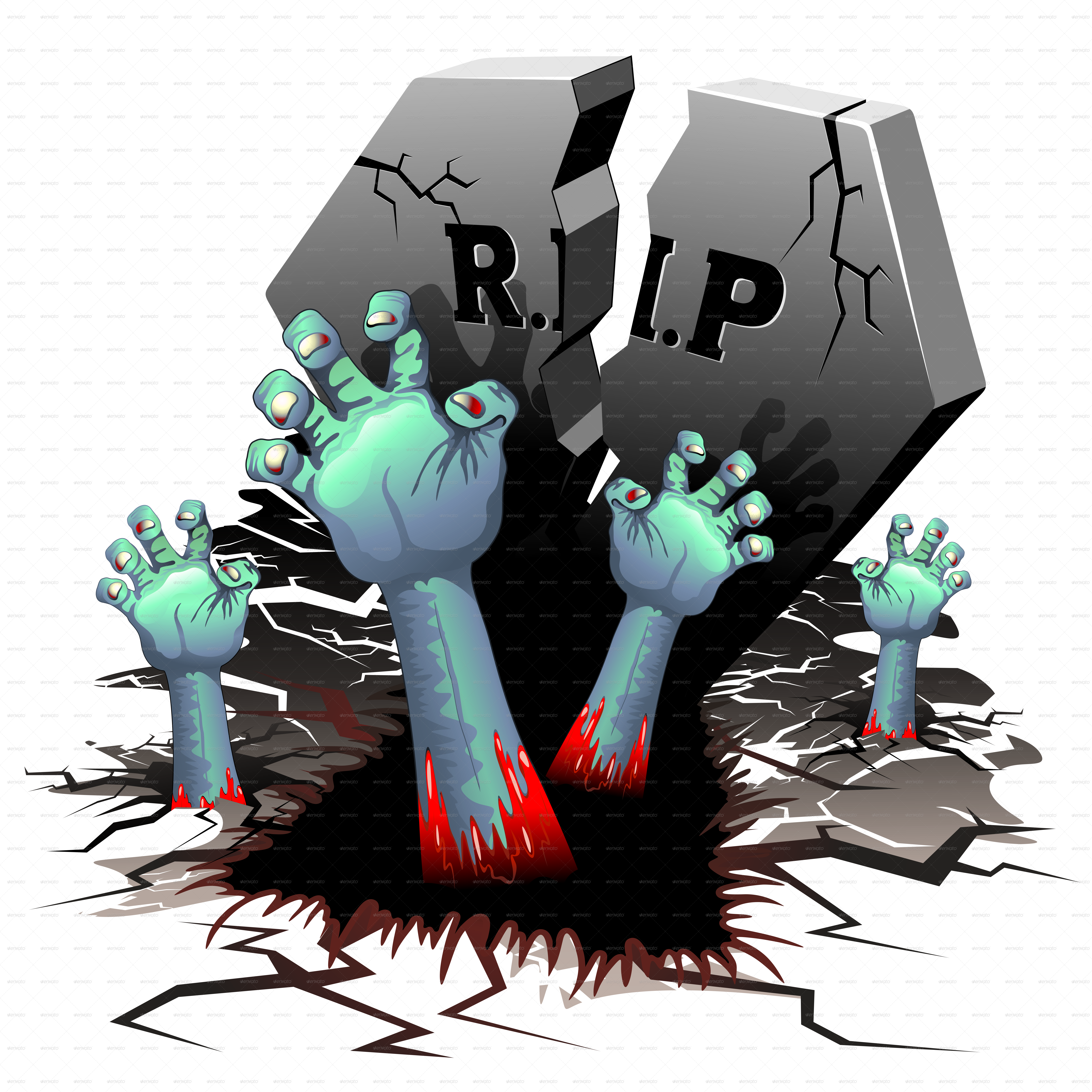 Creepy Zombie Hands On Cemetery By Bluedarkat - Zombie Hand Grave Png (6500x6500), Png Download