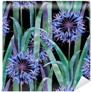 Watercolor Agapanthus Flower Seamless Pattern On Black - Lily Of The Nile (400x400), Png Download