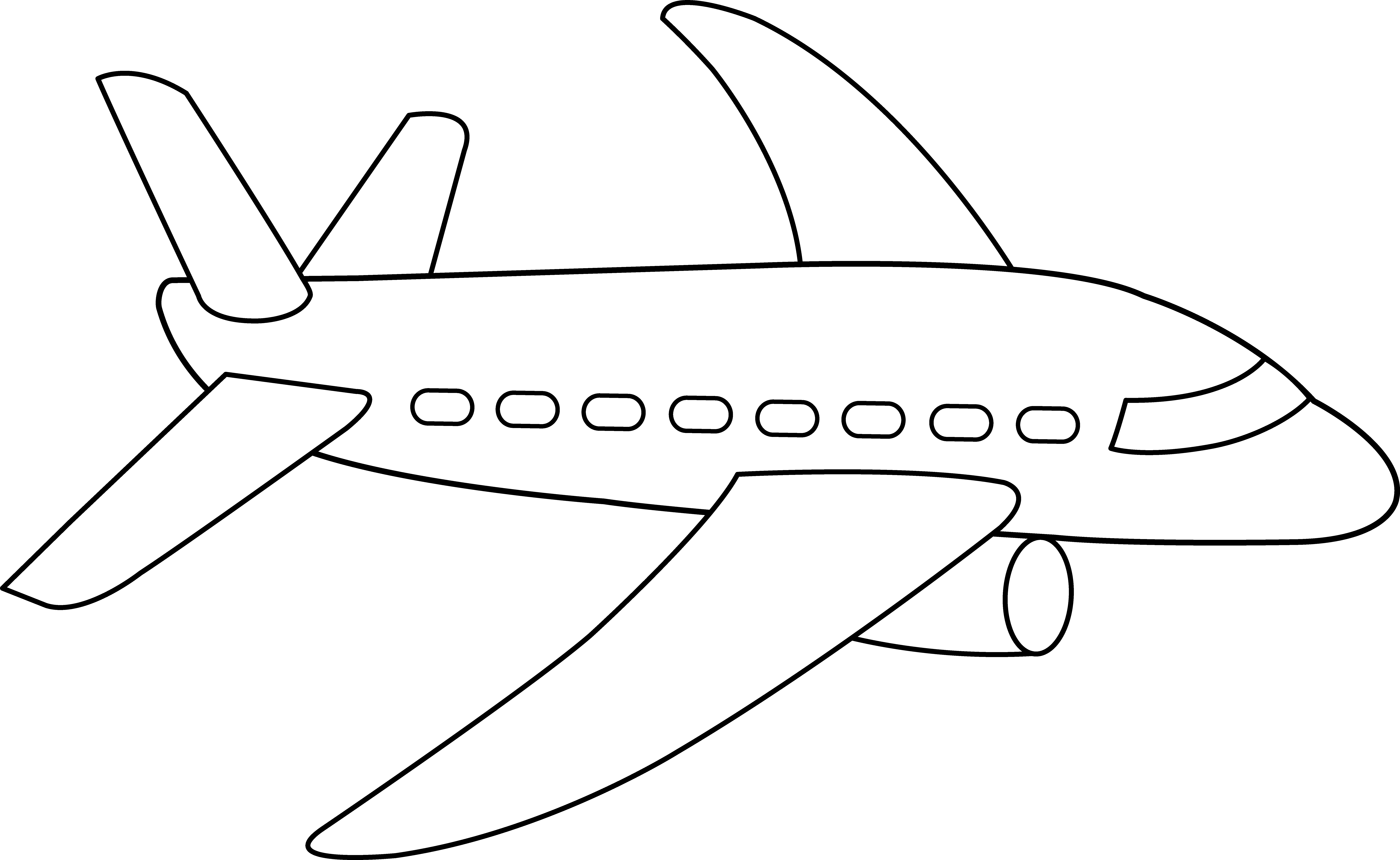 Airplane Coloring Page Free Clip Art (9289x5708), Png Download