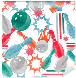 Watercolor Bowling Seamless Pattern - Bowling Ball (400x400), Png Download