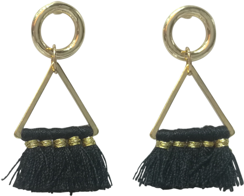 Black Triangle Tassel Sml - Earrings (500x500), Png Download