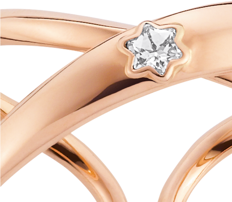 Twisted Shape In Warm Rose Gold And Diamond Sparkles - Montblanc Ring In Pink Gold With Diamond In Sett (750x750), Png Download