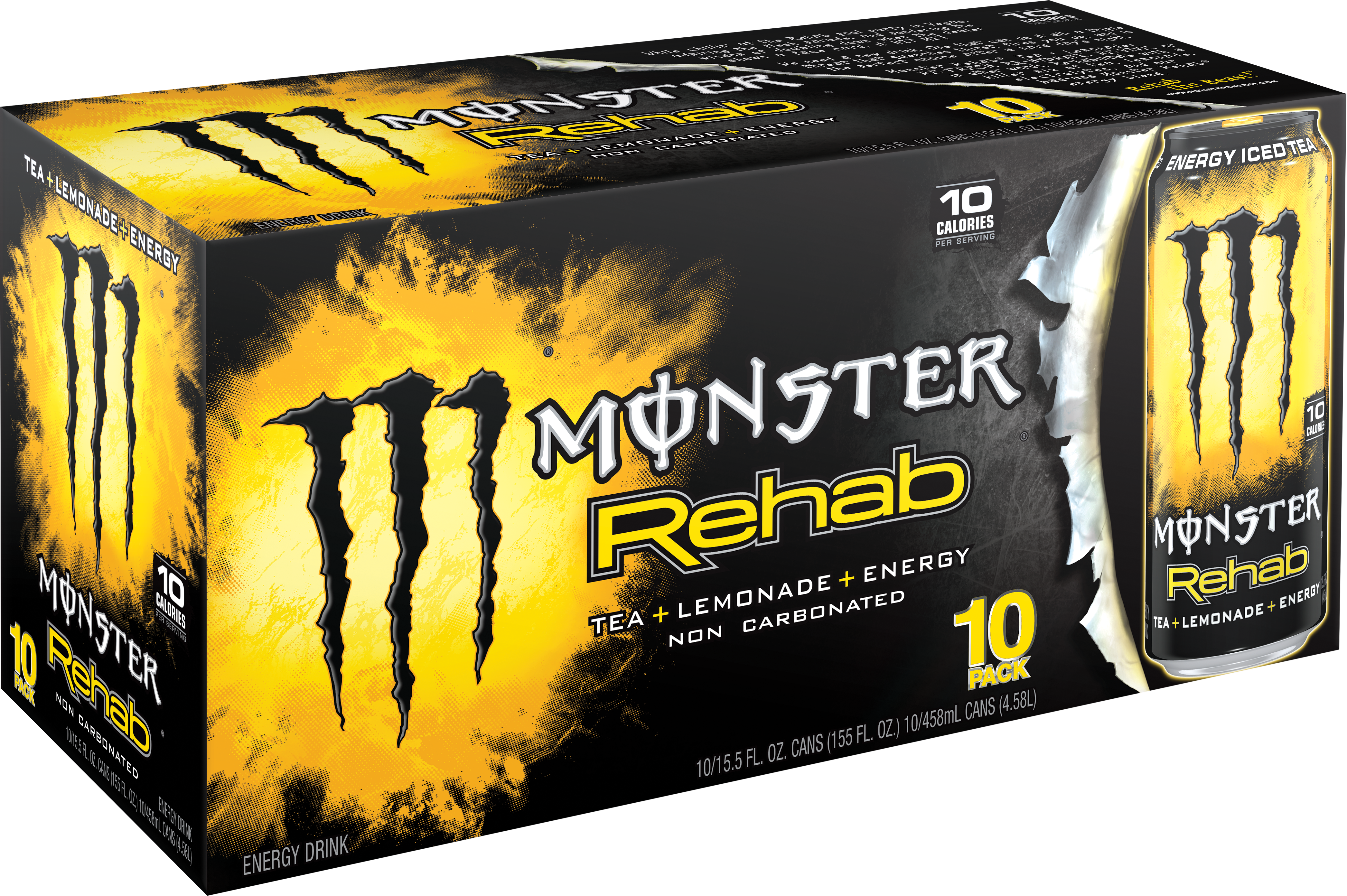 Monster Rehab Energy Drink, Tea Lemonade, - Monster Energy (4185x2784), Png Download