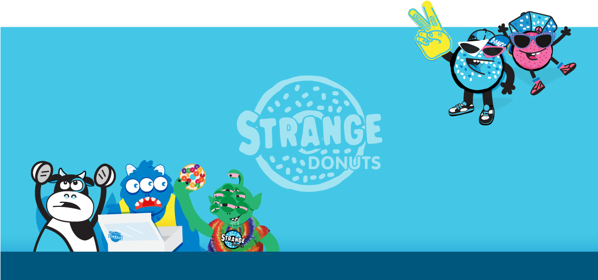 Strange Donuts - Cartoon (1202x595), Png Download