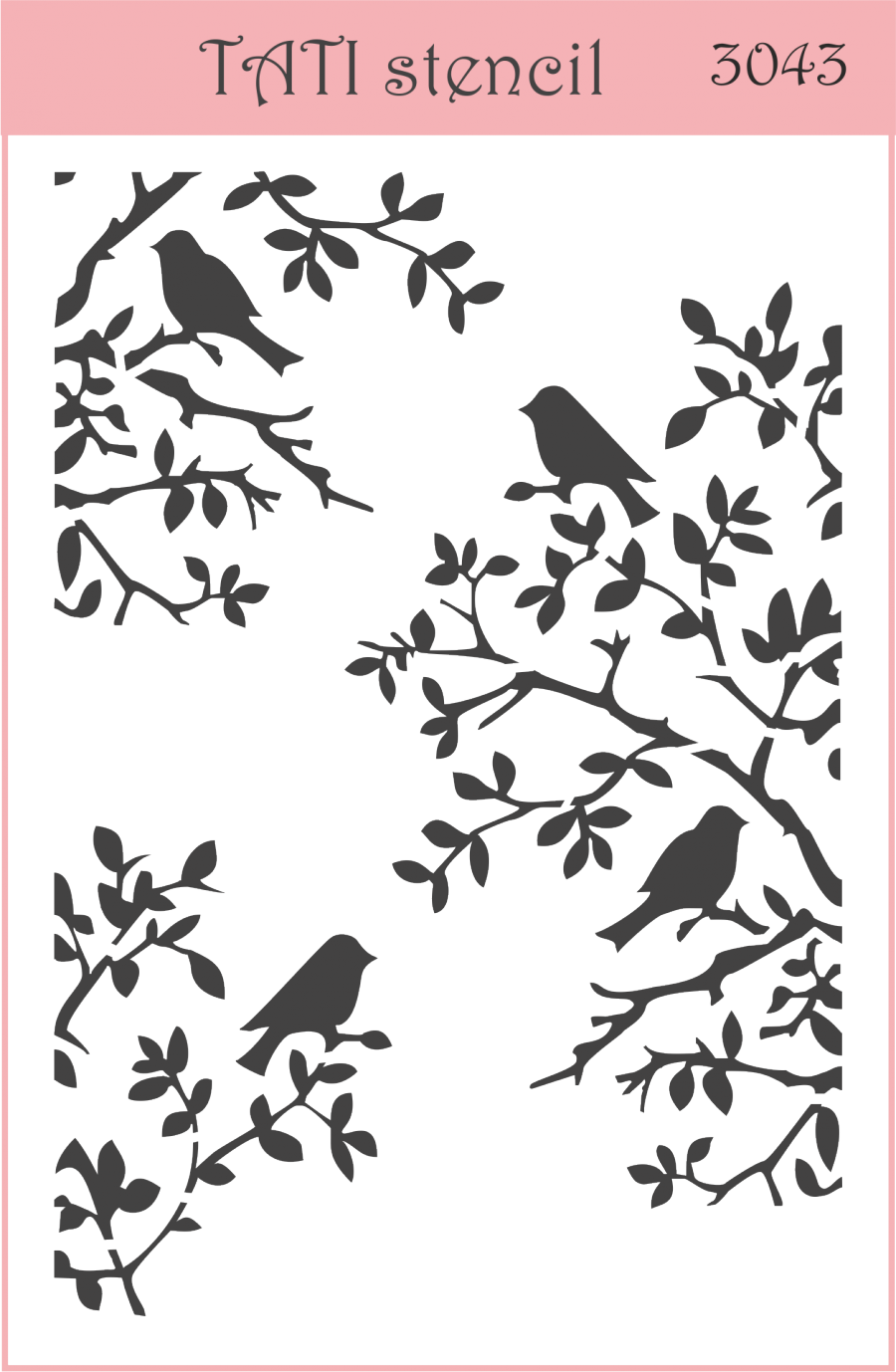 Flexible Stencil Stencil Tati - Tree With Bird Silhouette (900x1378), Png Download