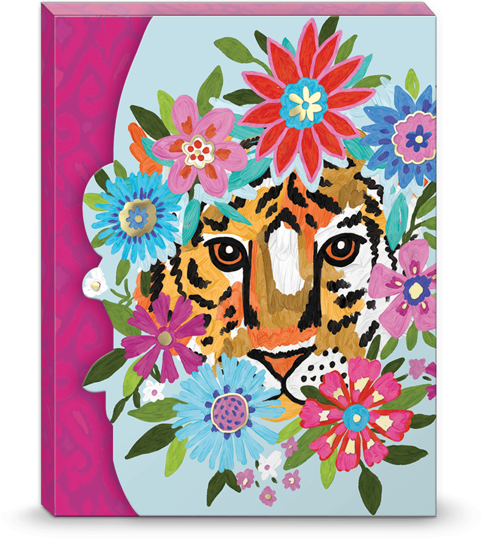 Floral Tiger Portfolio Pocket Note Pad - Floral Design (1200x1200), Png Download