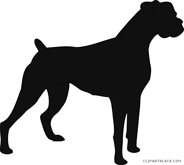 Boxer Dog Clipart Black And White - Boxer Dog Silhouette Vector Free (600x537), Png Download