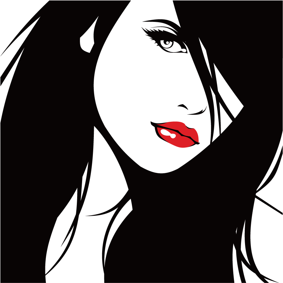 Illustration Beautiful Lips Transprent Png Free Download - Silhouette Girl Face Vector (1000x1001), Png Download