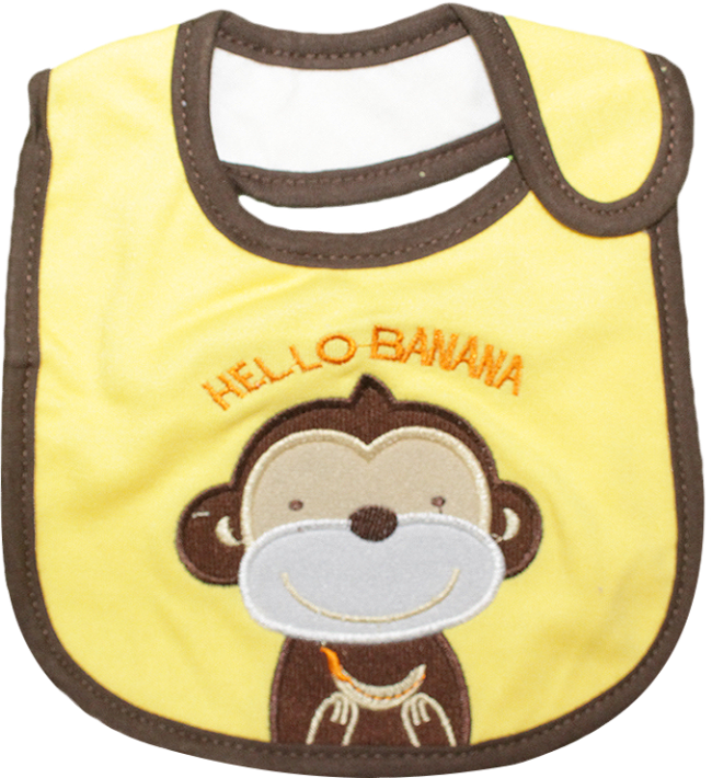 Little One Baby Bib Hello Banana - Monkey (650x710), Png Download