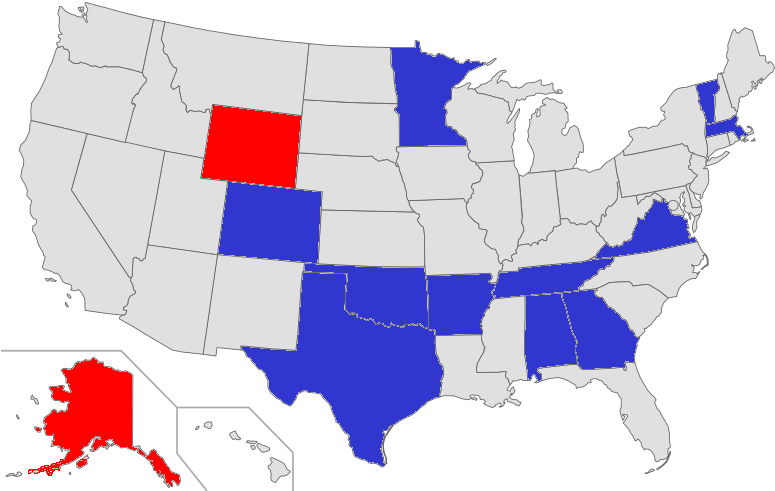 Supertuesday 2016 Map - Right Turn On Red Map Us (800x495), Png Download