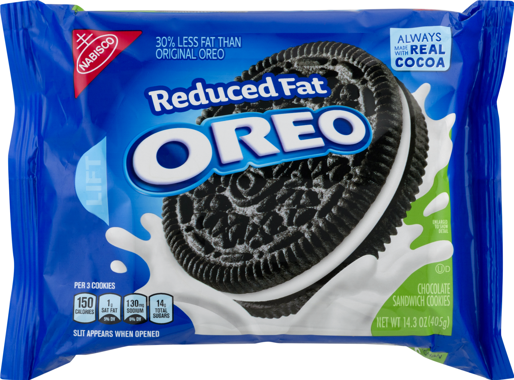 Nabisco Oreo Reduced Fat Chocolate Sandwich Cookies, - Reduced Fat Oreo Chocolate Sandwich Cookies (1800x1800), Png Download