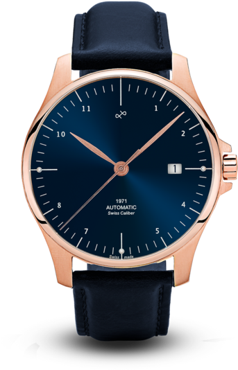 1971 Automatic, Rose Gold / Night Blue Sunray - Watch (620x620), Png Download