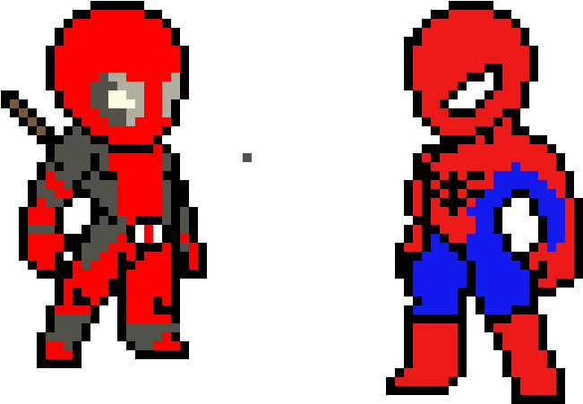 Deadpool And Spiderman - Deadpool Pixel (750x550), Png Download
