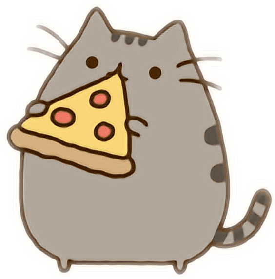 564 X 572 3 - Pusheen Eating Pizza (564x572), Png Download