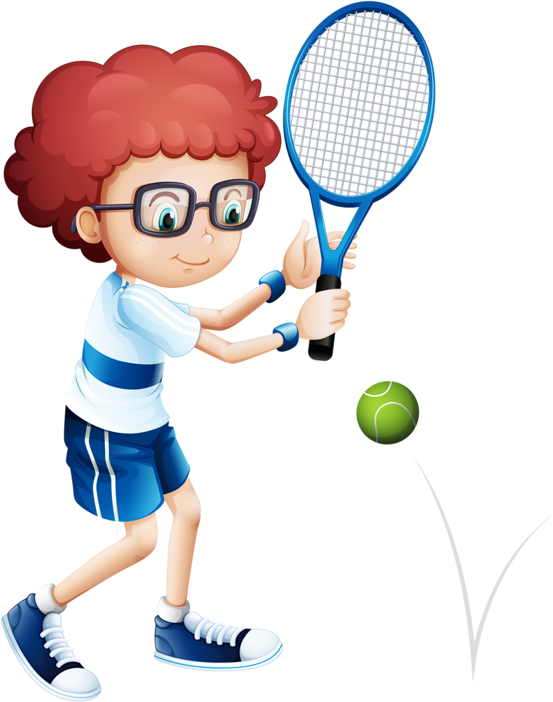 Playing Tennis Cartoon (800x1024), Png Download
