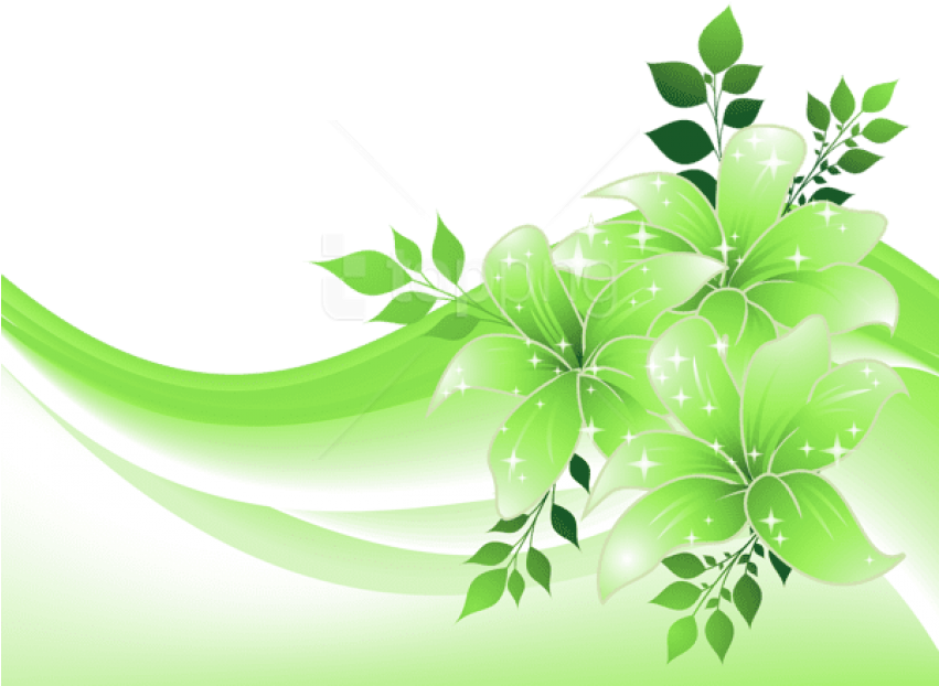 Free Png Green Decoration With Flowers Png Images Transparent - Transparent Green Flowers Png (850x717), Png Download