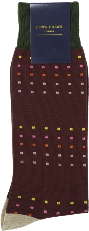 Brown & Green Square Polka Men's Socks - Sock (768x1024), Png Download