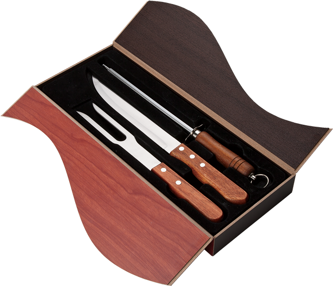 3 Piece Wood Handled Carving Set (700x700), Png Download