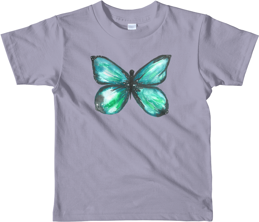 Green Butterfly Short Sleeve Kids T-shirt - T-shirt (1000x1000), Png Download