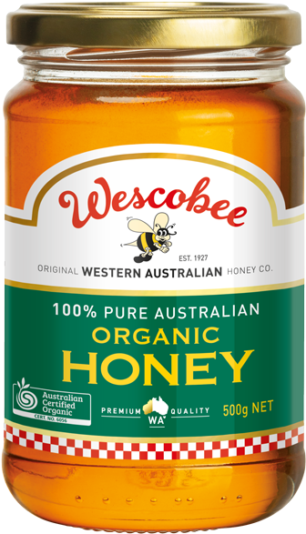 Wescobee Organic Honey Glass Jar 500g - Ghee (457x700), Png Download