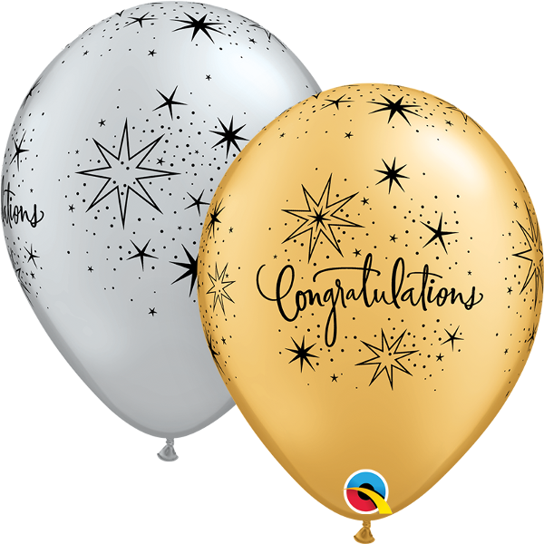 11" Congratulations Elegant Latex Balloons - Gold Balloons (600x600), Png Download
