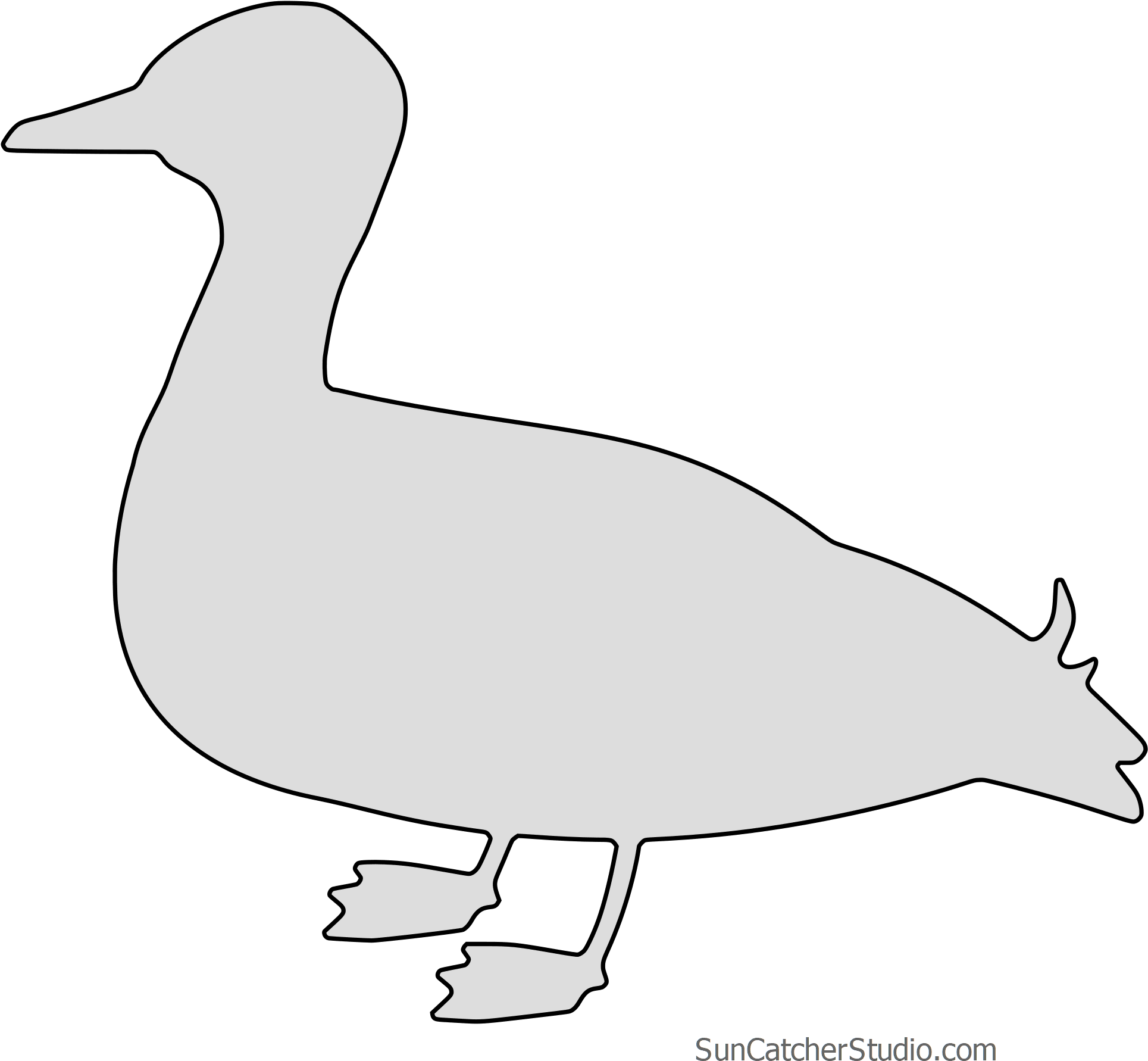 Free Duck Silhouette Bird Pattern Template To Print - Duck (2000x1857), Png Download