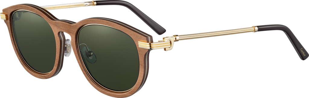 Sunglasses Gold Eyewear Wood Cartier Frames Clipart - Occhiali Cartier Legno (1024x326), Png Download