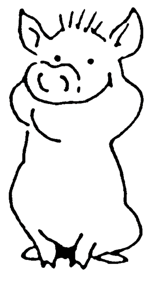 Zoom Sitting Pig Rubber Stamp - Cartoon (1000x1000), Png Download