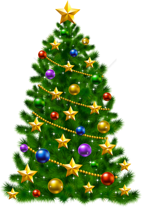 Free Png Download Christmas Tree With Stars Png Images - Christmas Tree With Stars (480x697), Png Download