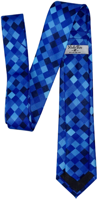 03 Blue Lagoon Pixelated Skinny Neck Tie - Plaid (1024x684), Png Download