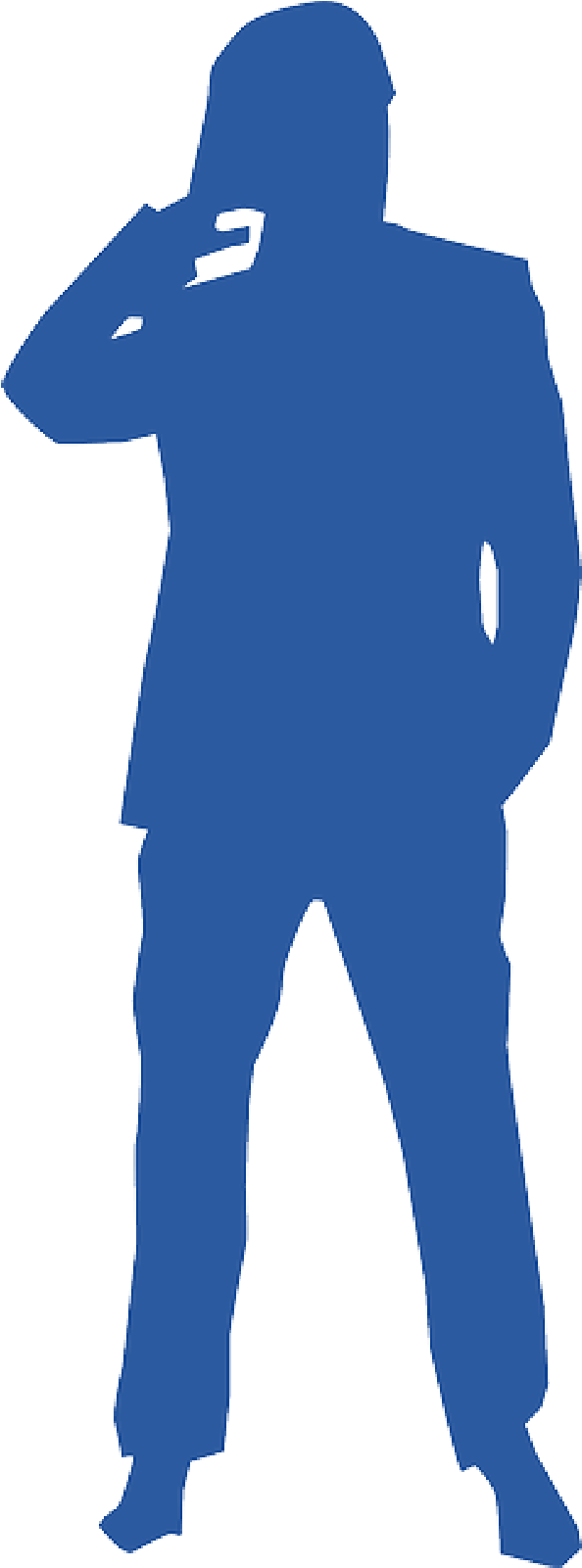 Man In Suit Silhouette Png Thinking Clipart - Man Silhouette Blue (800x1600), Png Download