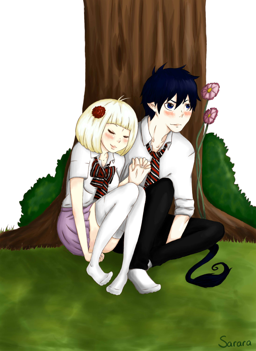 Rin Okumura Shiemi Moriyama Rin X Shiemi Ane Ao No - Cartoon (900x1235), Png Download