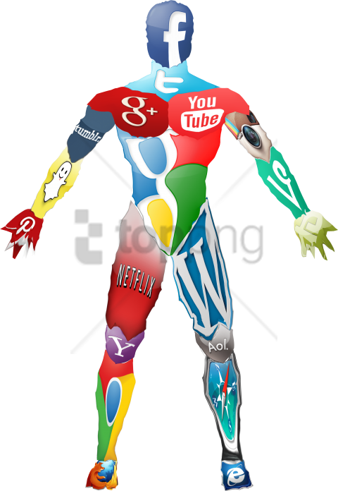 Free Png Social Media Icon Body Collage - Superhero (480x696), Png Download