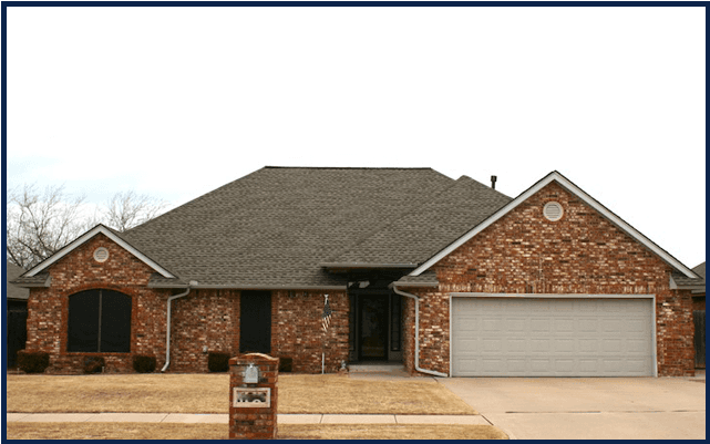 Luxurious Home With Brick Wall Design - Roof (970x400), Png Download