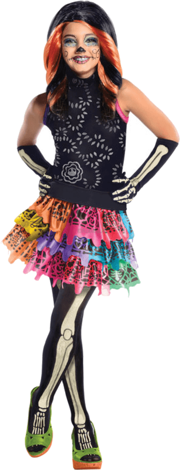 Child Monster High - Skelita Monster High Costume (600x951), Png Download