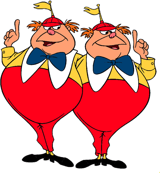 Hahaha Cliparts - Alice In Wonderland Cartoon Tweedle Dee And Tweedle (550x580), Png Download