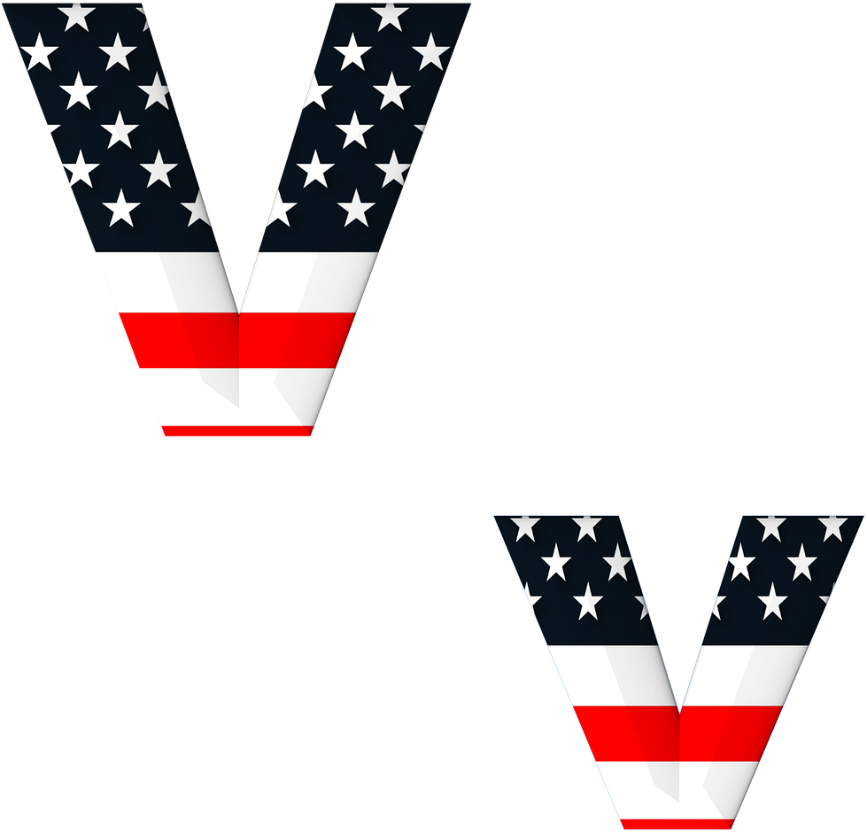 Letras Con La Bandera De Estados Unidos (1063x1280), Png Download