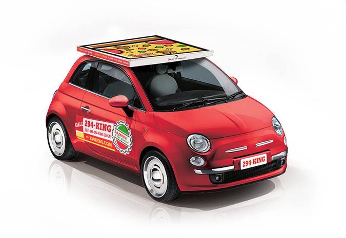 30 Inch Party Pizza - Fiat 500 (675x465), Png Download